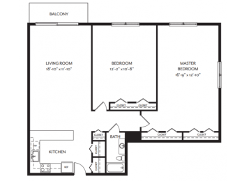 Taymil Andover Place 2 Bedroom 1 Bathroom C Floor Plan